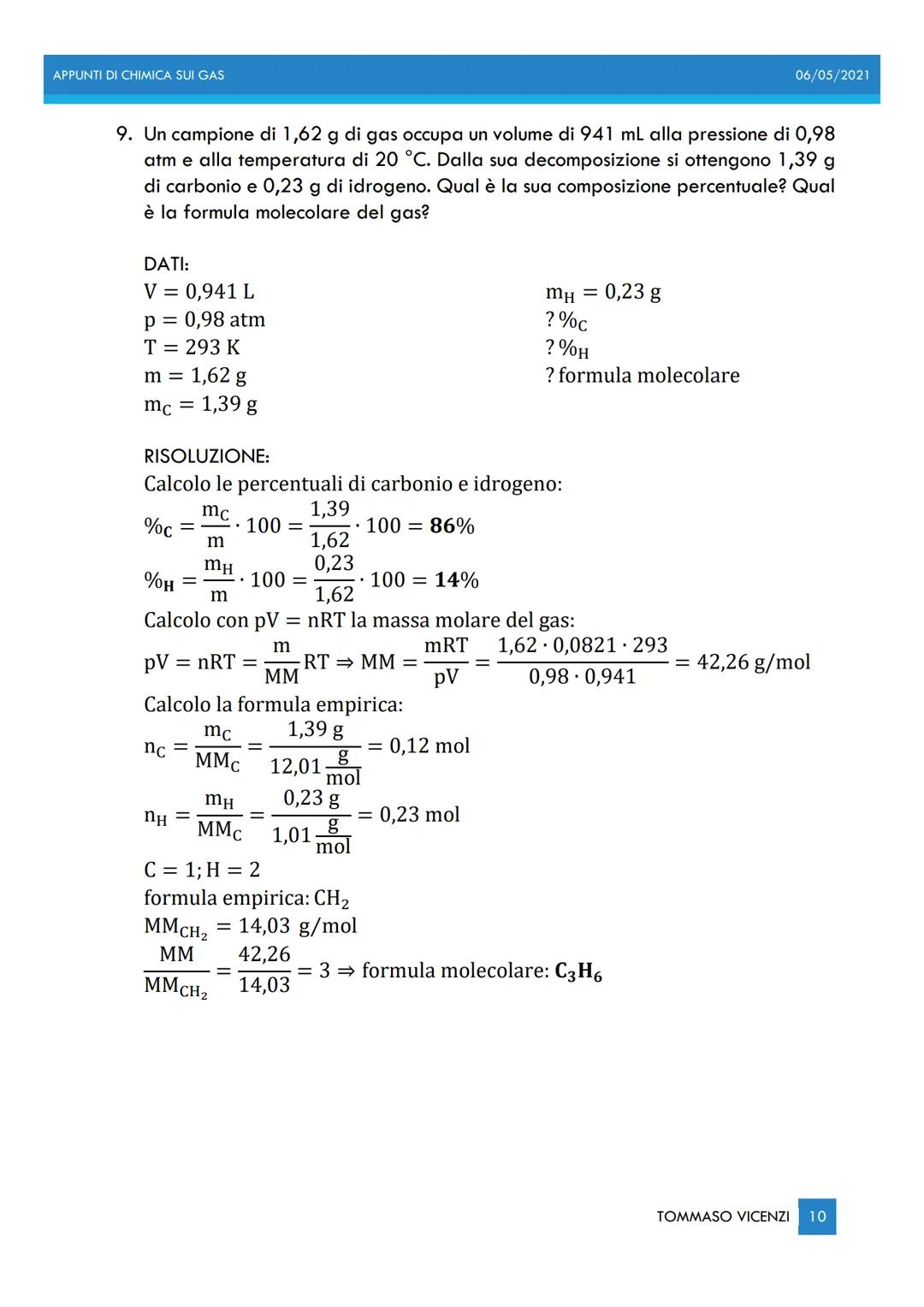 APPUNTI DI CHIMICA SUI GAS
| Gas
06/05/2021
Gas, proprietà e pressione
VAPORE: aeriforme che può essere liquefatto per sola compressione.
GA