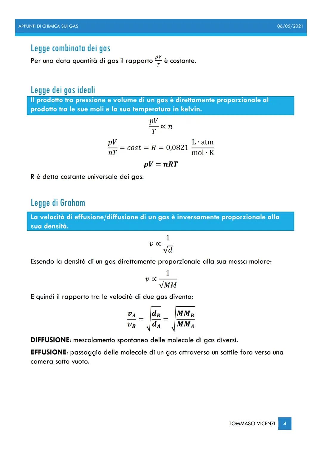 APPUNTI DI CHIMICA SUI GAS
| Gas
06/05/2021
Gas, proprietà e pressione
VAPORE: aeriforme che può essere liquefatto per sola compressione.
GA