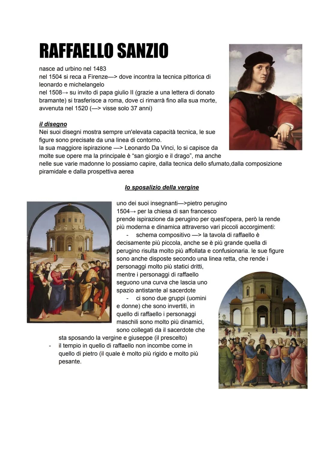 RAFFAELLO SANZIO
nasce ad urbino nel 1483
nel 1504 si reca a Firenze-> dove incontra la tecnica pittorica di
leonardo e michelangelo
nel 150