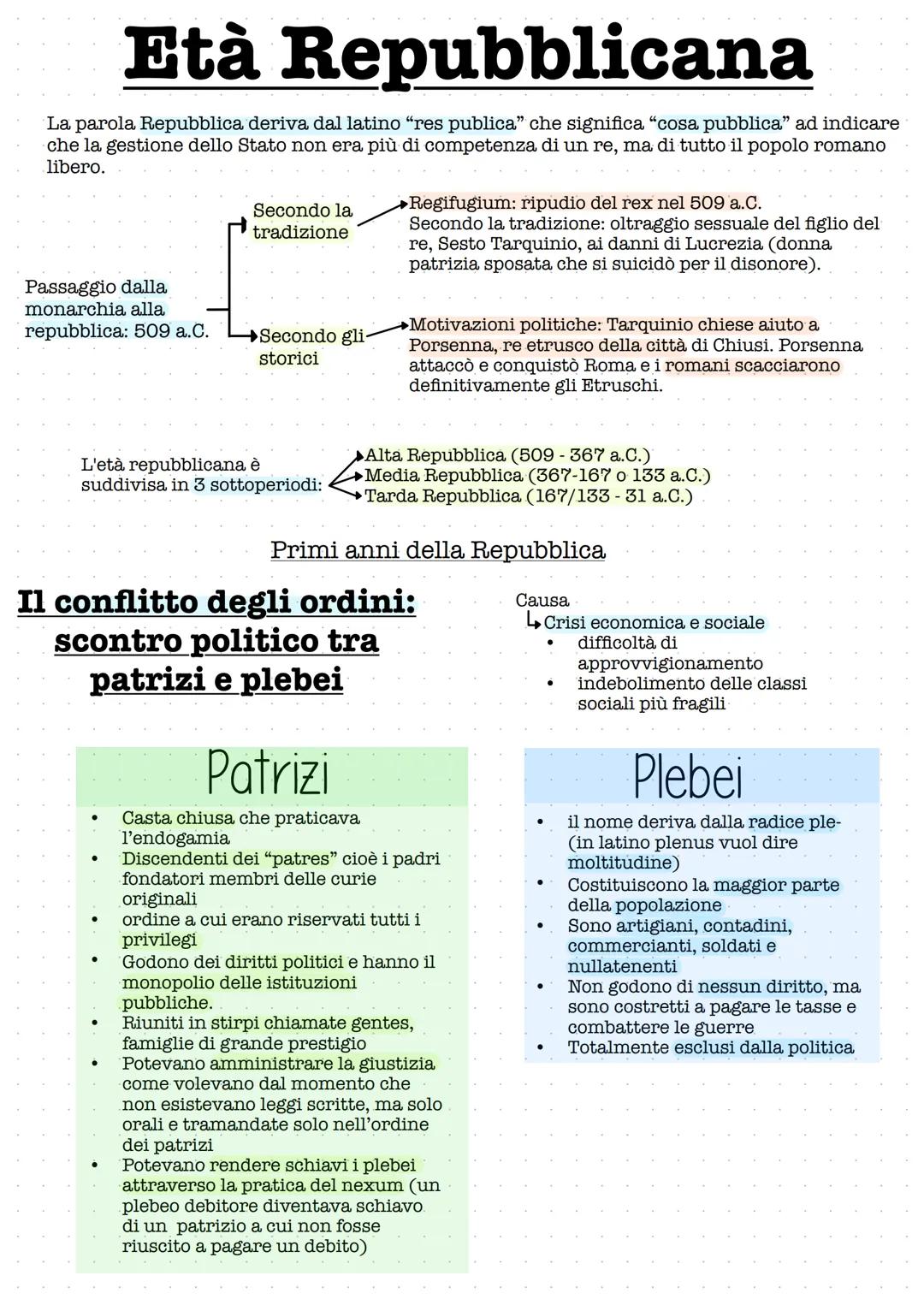 Età Repubblicana
La parola Repubblica deriva dal latino “res publica" che significa "cosa pubblica" ad indicare
che la gestione dello Stato 