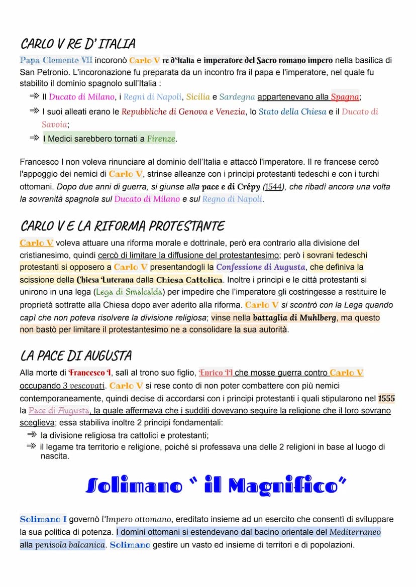 Carlo V
Carlo V ereditò il titolo di Duca di Borgogna dal padre, nel 1516 divenne re di Spagna. Il suo regno
comprendeva Borgogna, i paesi b