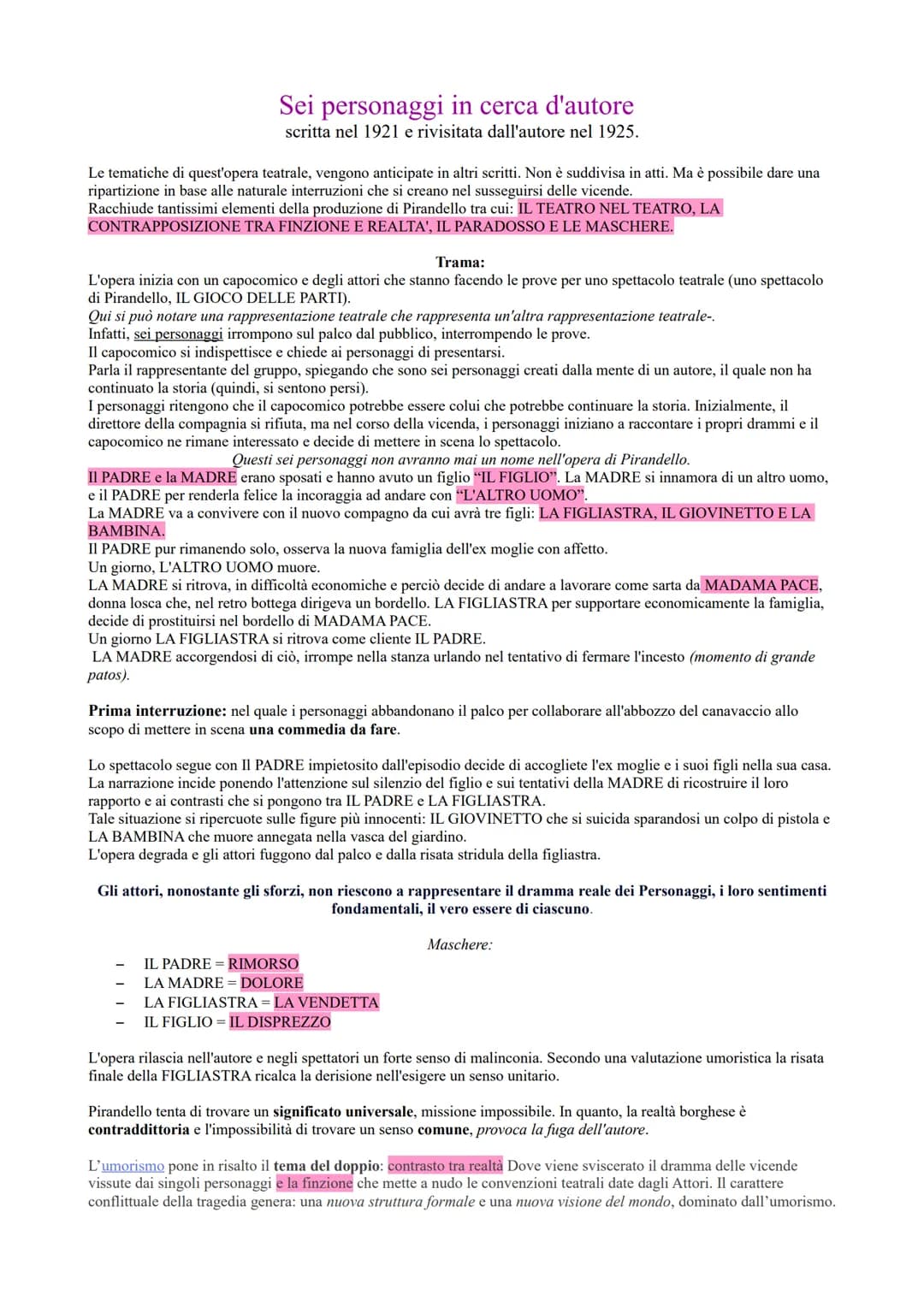 
<h2 id="introduzione">Introduzione</h2>
<p>"Sei personaggi in cerca d'autore" è una opera teatrale scritta nel 1921 e rivisitata dall'autor