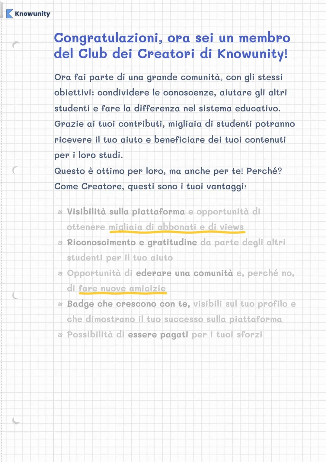 Knowunity
Benvenuti nel Club dei
creatori! Scopri i tuoi
vantaggi Knowunity
Congratulazioni, ora sei un membro
del Club dei Creatori di Know