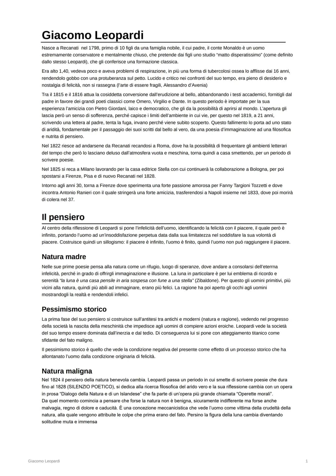 Sintesi Letteratura Italiana per maturità 