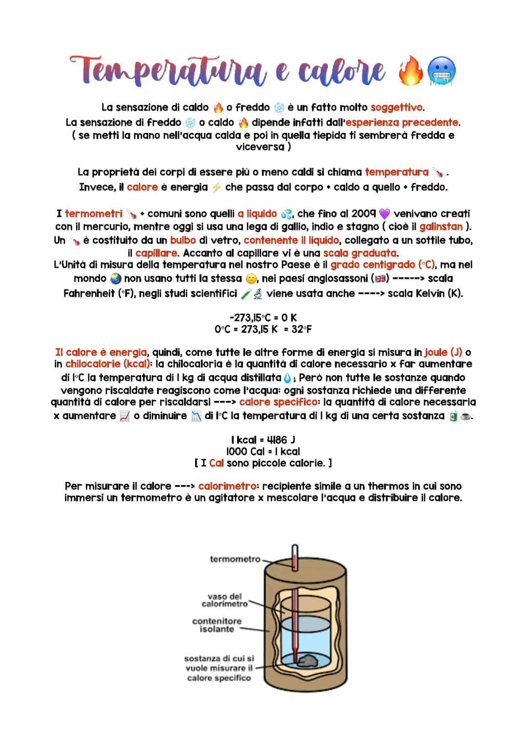 Temperatura e calore: Formule e Differenze
