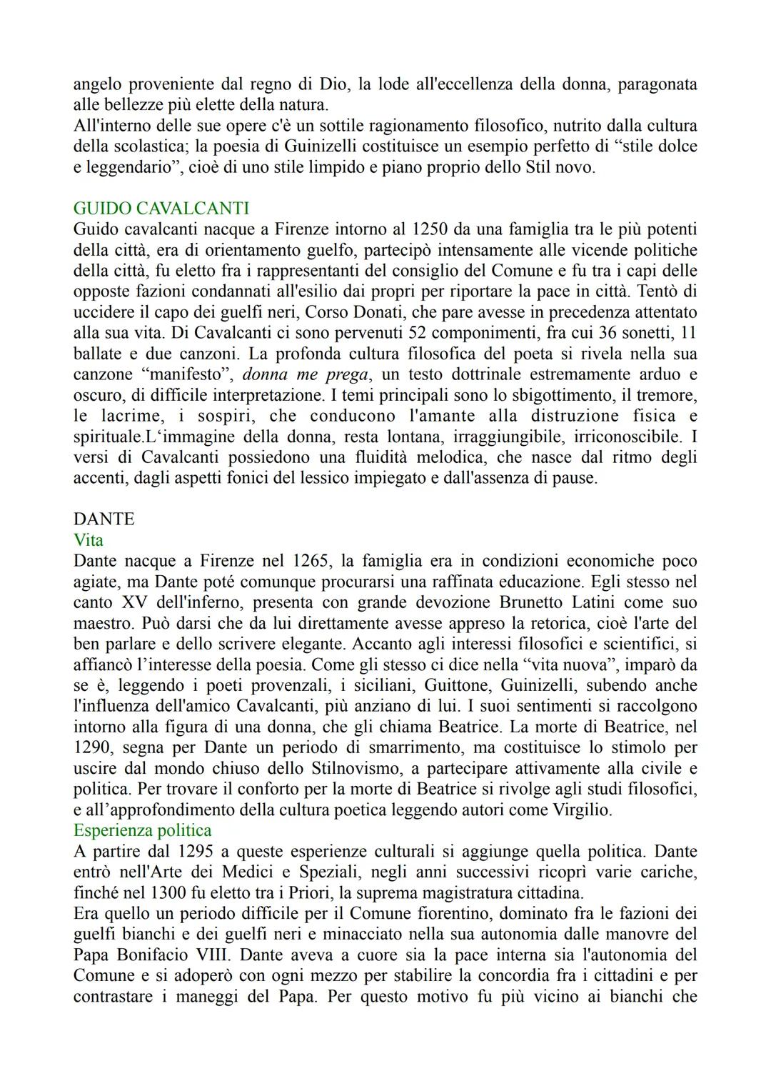 II DOLCE STIL NOVO

A Firenze si forma il nucleo più importante di una tendenza politica: "il dolce Stil
novo. I poeti che ne sono esponenti