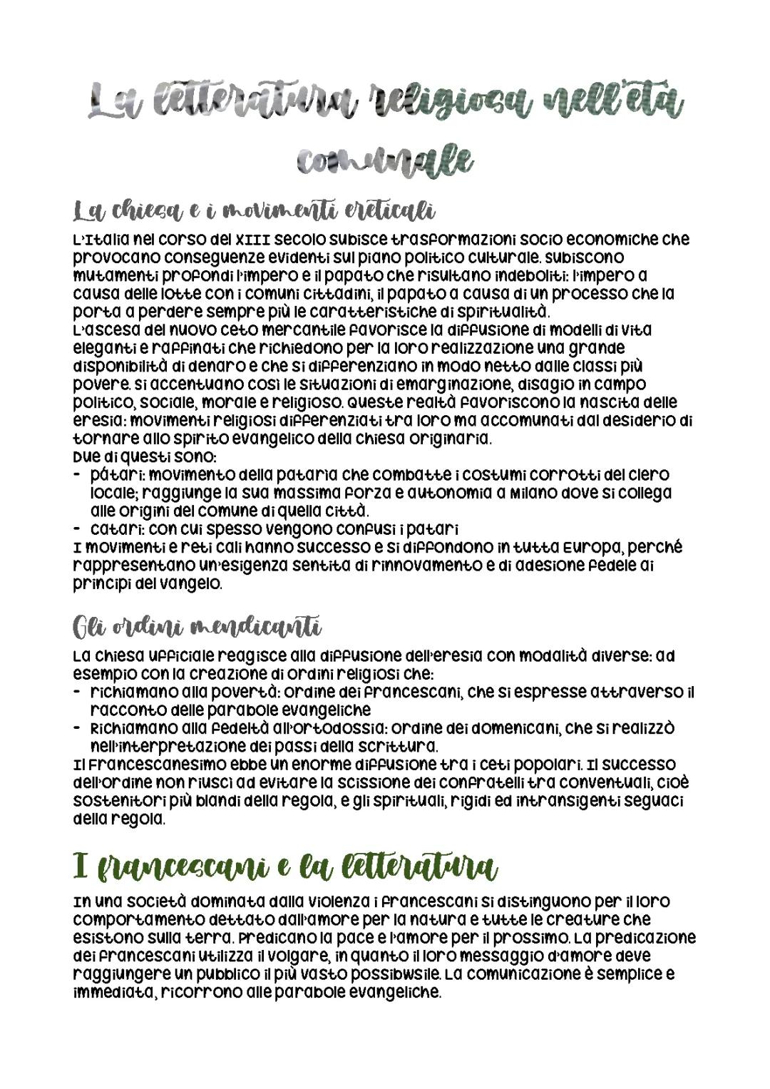 La letteratura religiosa nell’età comunale 