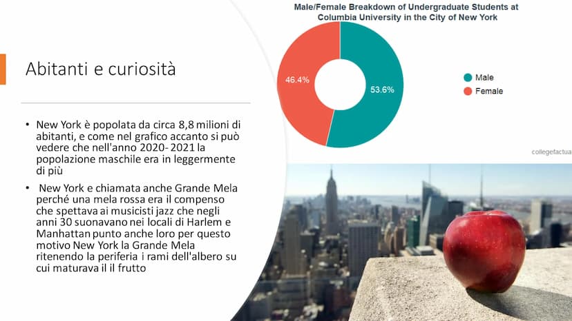 New York
455
NEVE
ANIVERSALA
dismi
DE BERC 2003
Dove si trova? Cosa
si può visitare?
●
New York è una città degli Stati Uniti
d'America e so