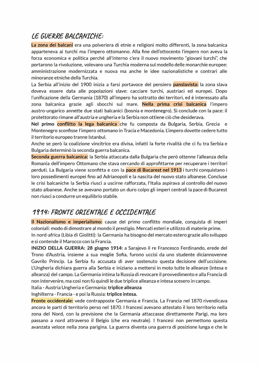 Prima Guerra Mondiale: Europa e Mondo
LE ORIGINI DELLA GUERRA E LE RELAZIONI NEL 1900:
Le relazioni internazionali prima del conflitto e le 