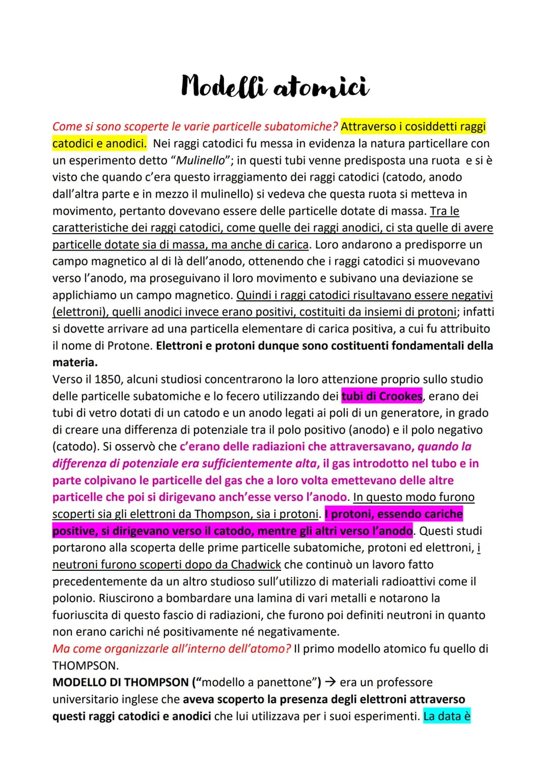 
<h2 id="scopertadelleparticellesubatomiche">Scoperta delle Particelle Subatomiche</h2>
<p>Le varie particelle subatomiche sono state scoper