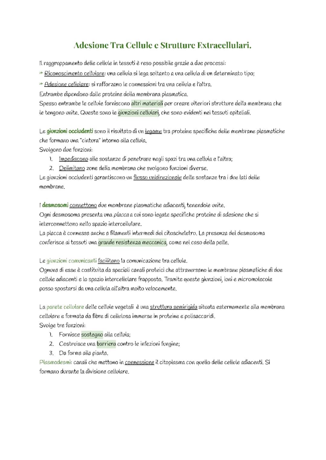 Adesione Tra Cellule e Stutture Extracellulari.