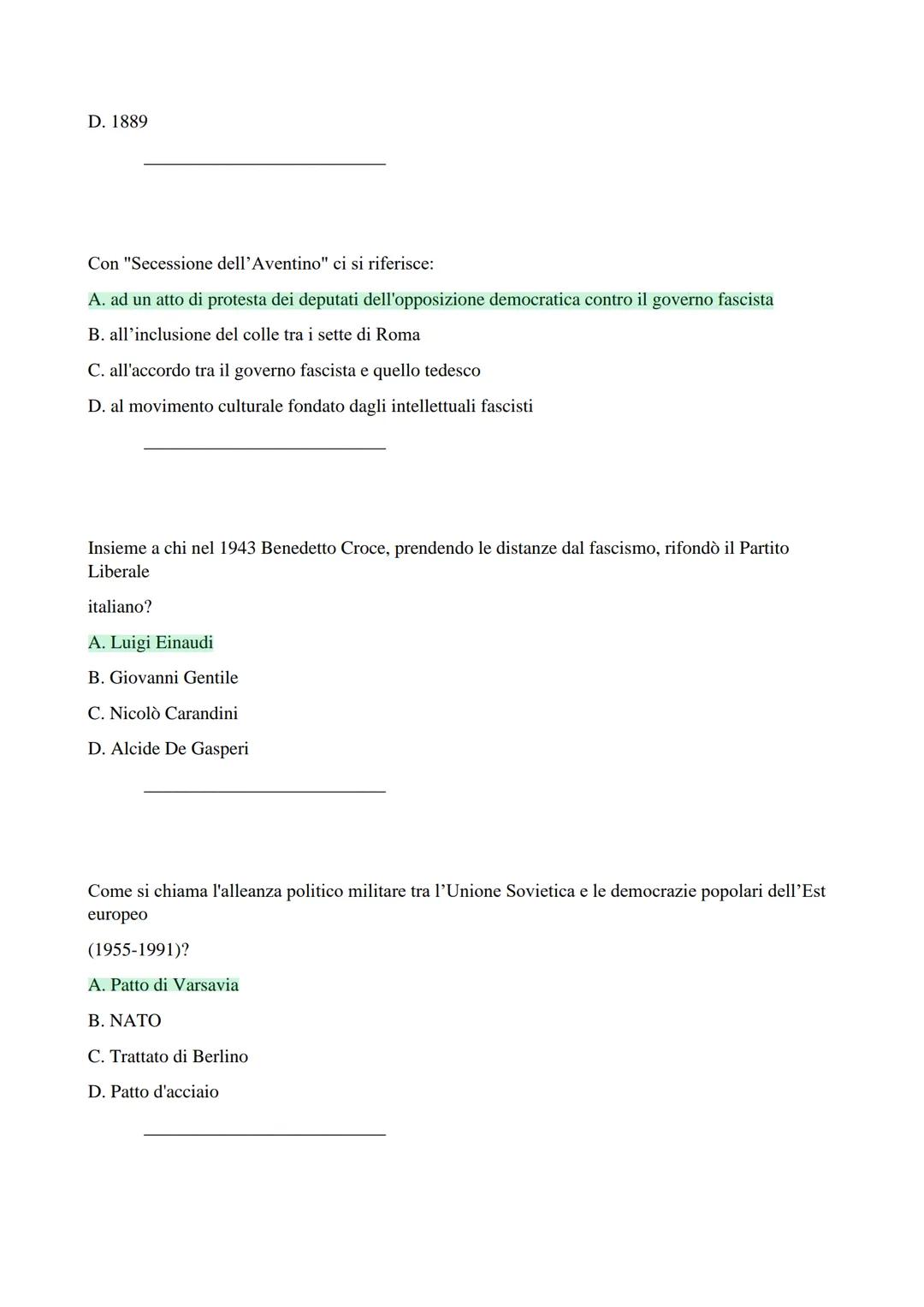 Domande di Storia Contemporanea
Corso Prof. Trinchese
Qual è il nome della legge che, entrata in vigore nel 1861, diede le direttive della p
