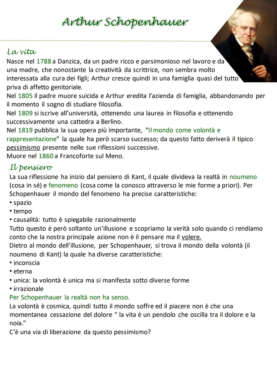 
<p>Arthur Schopenhauer è nato nel 1788 a Danzica. Suo padre era ricco e parsimonioso nel lavoro, mentre sua madre, nonostante fosse una scr