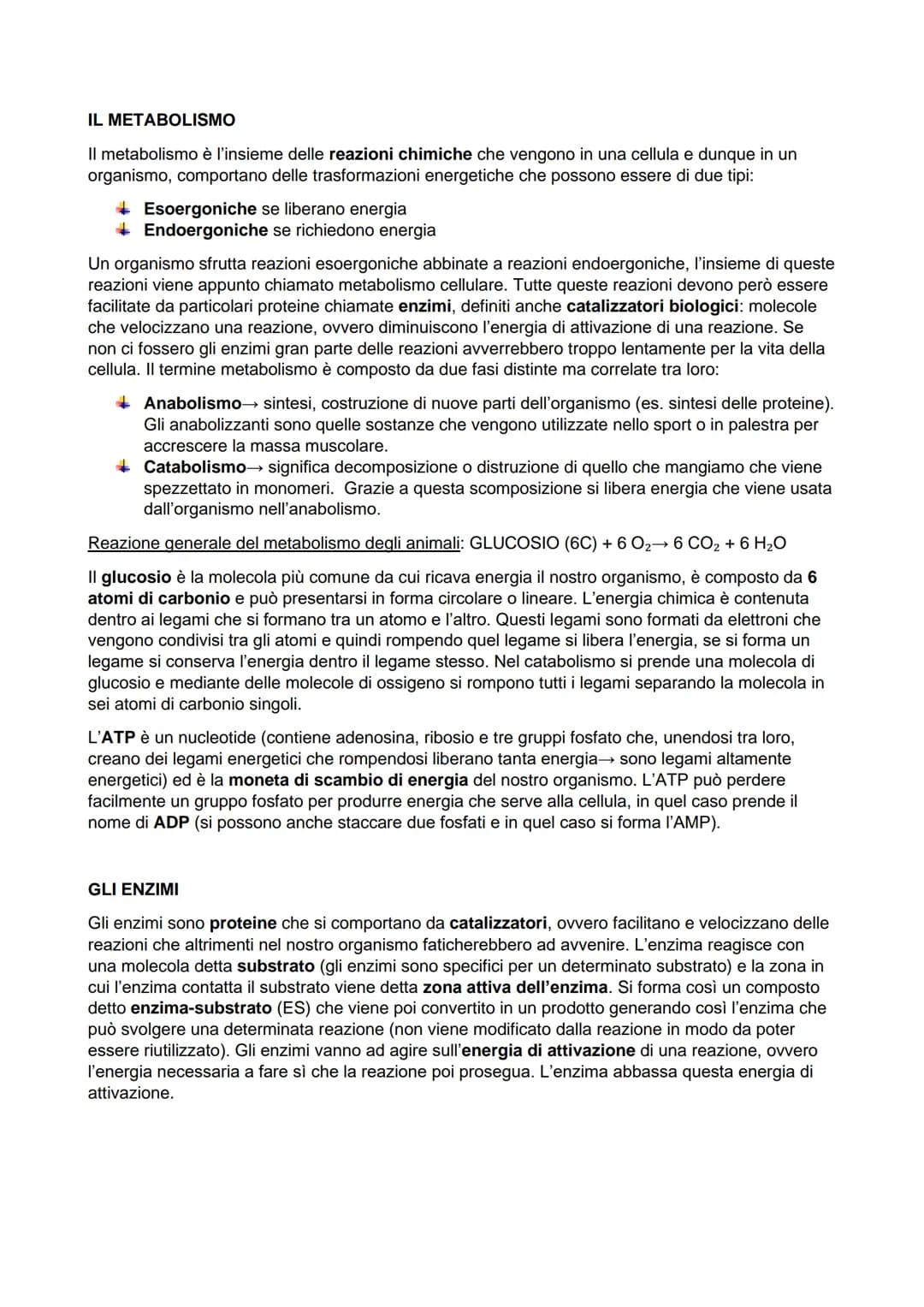 IL METABOLISMO
Il metabolismo è l'insieme delle reazioni chimiche che vengono in una cellula e dunque in un
organismo, comportano delle tras