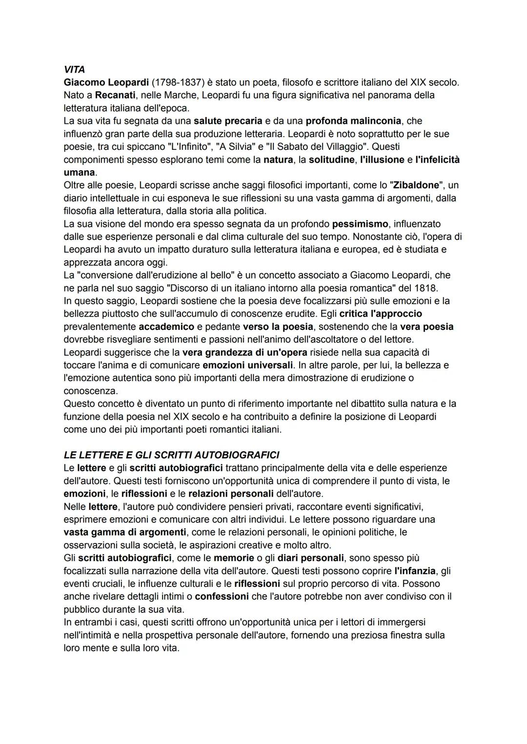 VITA
Giacomo Leopardi (1798-1837) è stato un poeta, filosofo e scrittore italiano del XIX secolo.
Nato a Recanati, nelle Marche, Leopardi fu