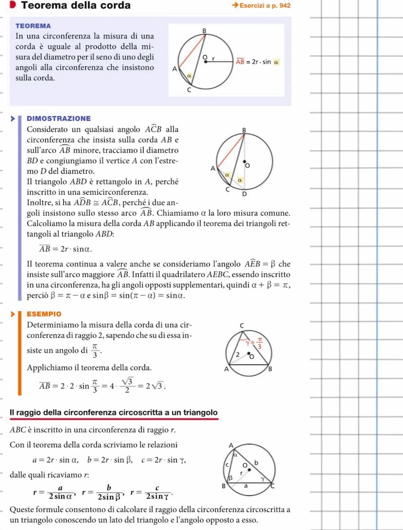 Triangoli rettangoli
Possiamo scrivere le proporzioni
BC: AB=PH: AP,
AC: AB=AH: AP,
e, poiché AP=1, PH = sina e AH = cosa,
otteniamo:
TEOREM