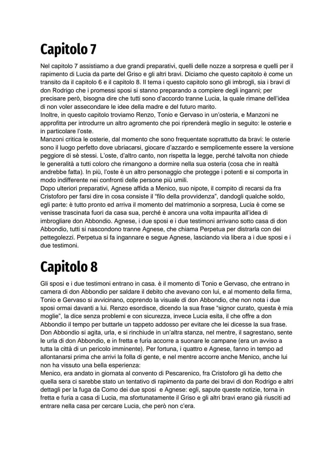 Capitolo 7
Nel capitolo 7 assistiamo a due grandi preparativi, quelli delle nozze a sorpresa e quelli per il
rapimento di Lucia da parte del