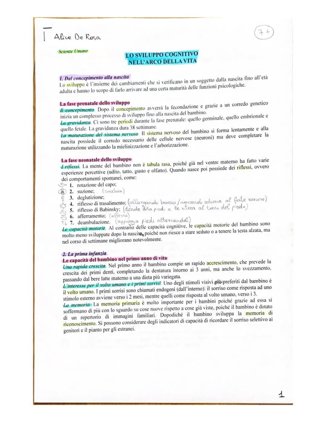 Le 5 fasi della vita e lo sviluppo cognitivo di Piaget: Riassunto e schemi