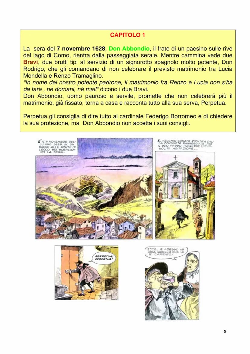 
<p>Il romanzo "I Promessi Sposi" è ambientato in provincia di Bergamo nel 2013. Le vicende ruotano attorno ai personaggi principali, Renzo,