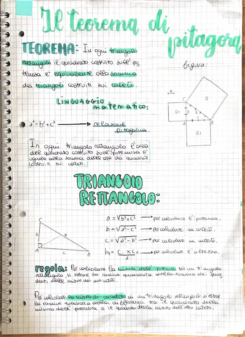 TEOREMA: In agui triangolo
rettangolo il quadrato costruito sueel ipo
tensa e equivalente alla somma
dei triangoli costruiti sui cateti.
LIN
