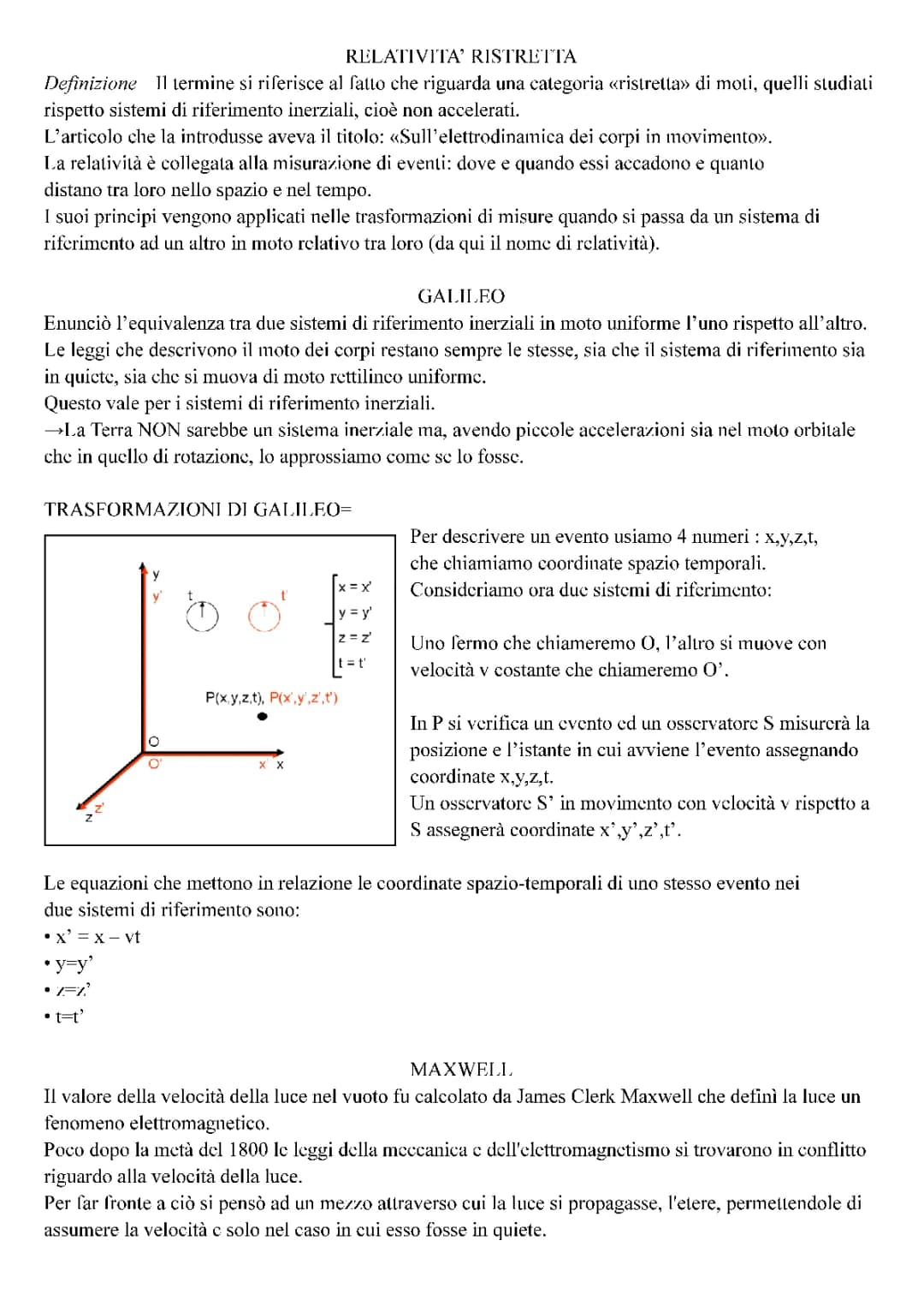 relatività ristretta