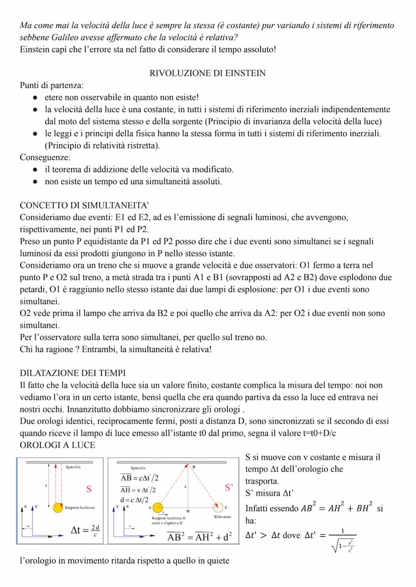 RELATIVITA' RISTRETTA
Definizione Il termine si riferisce al fatto che riguarda una categoria <<ristretta» di moti, quelli studiati
rispetto