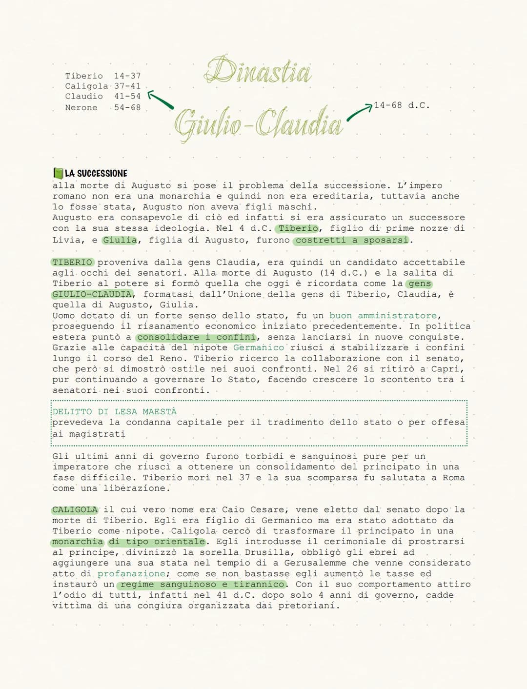 Tiberio 14-37
Caligola 37-41
Claudio 41-54
Nerone 54-68
Dinastia
Giulio-Claudia
14-68 d.c.
LA SUCCESSIONE
alla morte di Augusto si pose il p