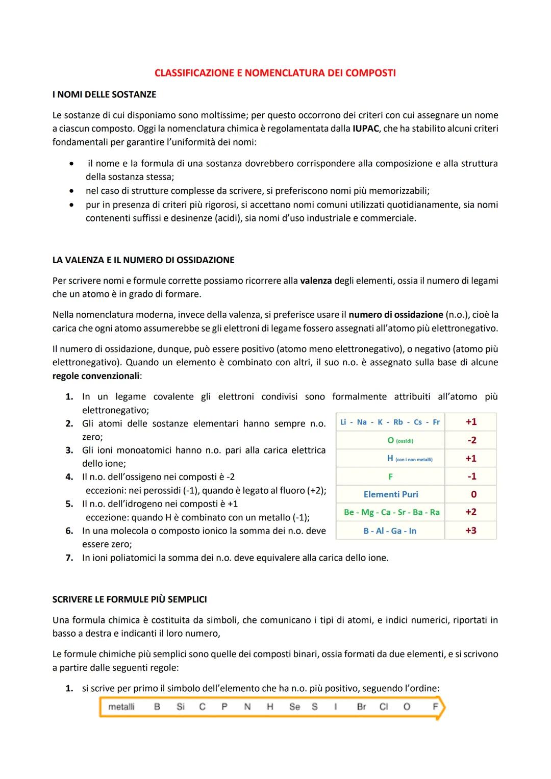 # CLASSIFICAZIONE E NOMENCLATURA DEI COMPOSTI

I NOMI DELLE SOSTANZE

Le sostanze di cui disponiamo sono moltissime; per questo occorrono de