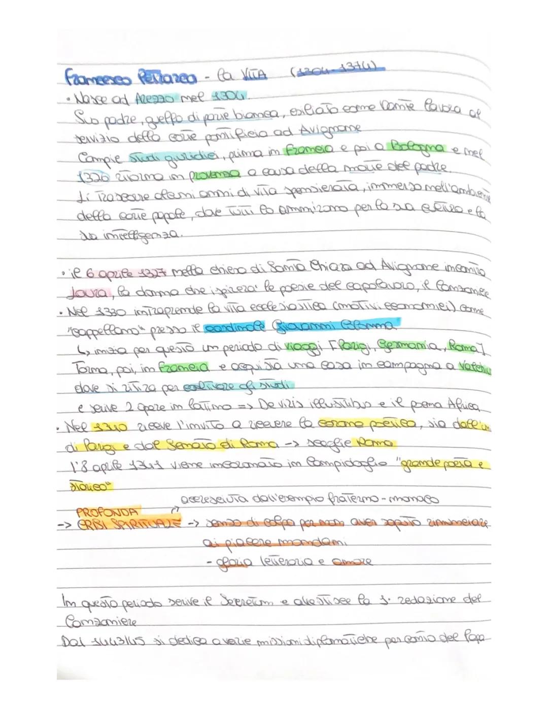 Differenze tra Dante e Petrarca: Mappa, Vita e Opere