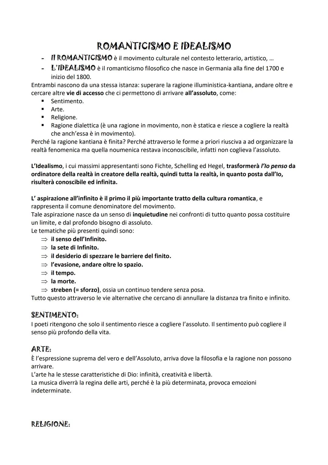 ROMANTICISMO E IDEALISMO
ROMANTICISMO è il movimento culturale nel contesto letterario, artistico, ...
L'IDEALISMO è il romanticismo filosof