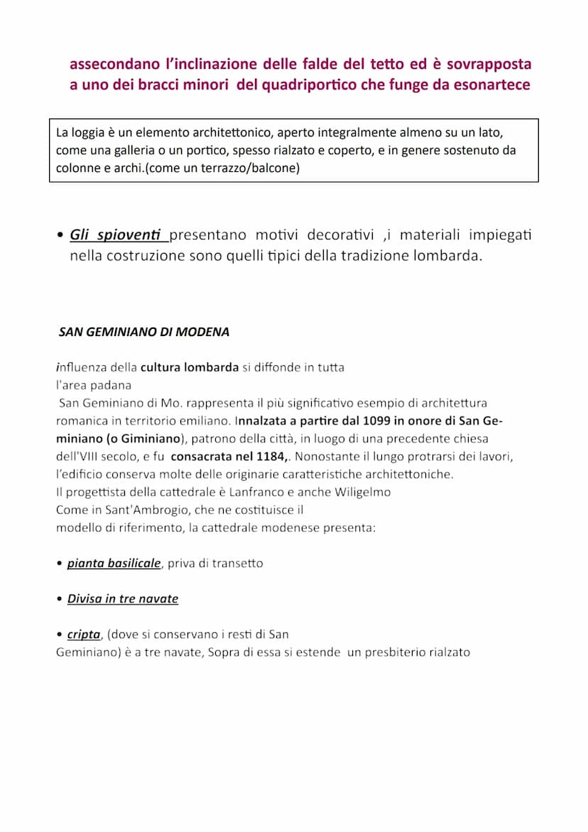 Arte romanica
Le esperienze artistiche che si manifestano tra il mille e il XII sono
definite Romaniche, allude all'origine romana.
Gli edif