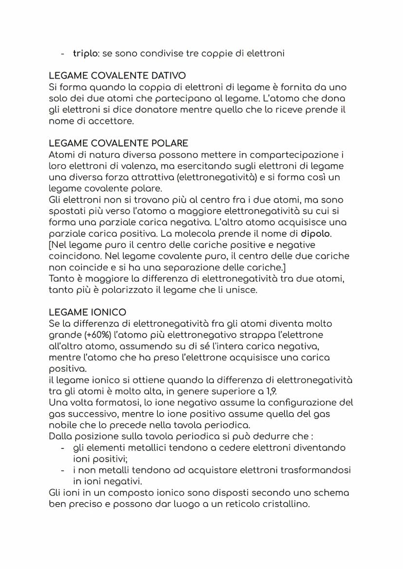 I LEGAMI
Nonostante l'enorme numero di combinazioni possibili fra gli
atomi, non tutte sono realizzabili: un composto si forma solo se la
su