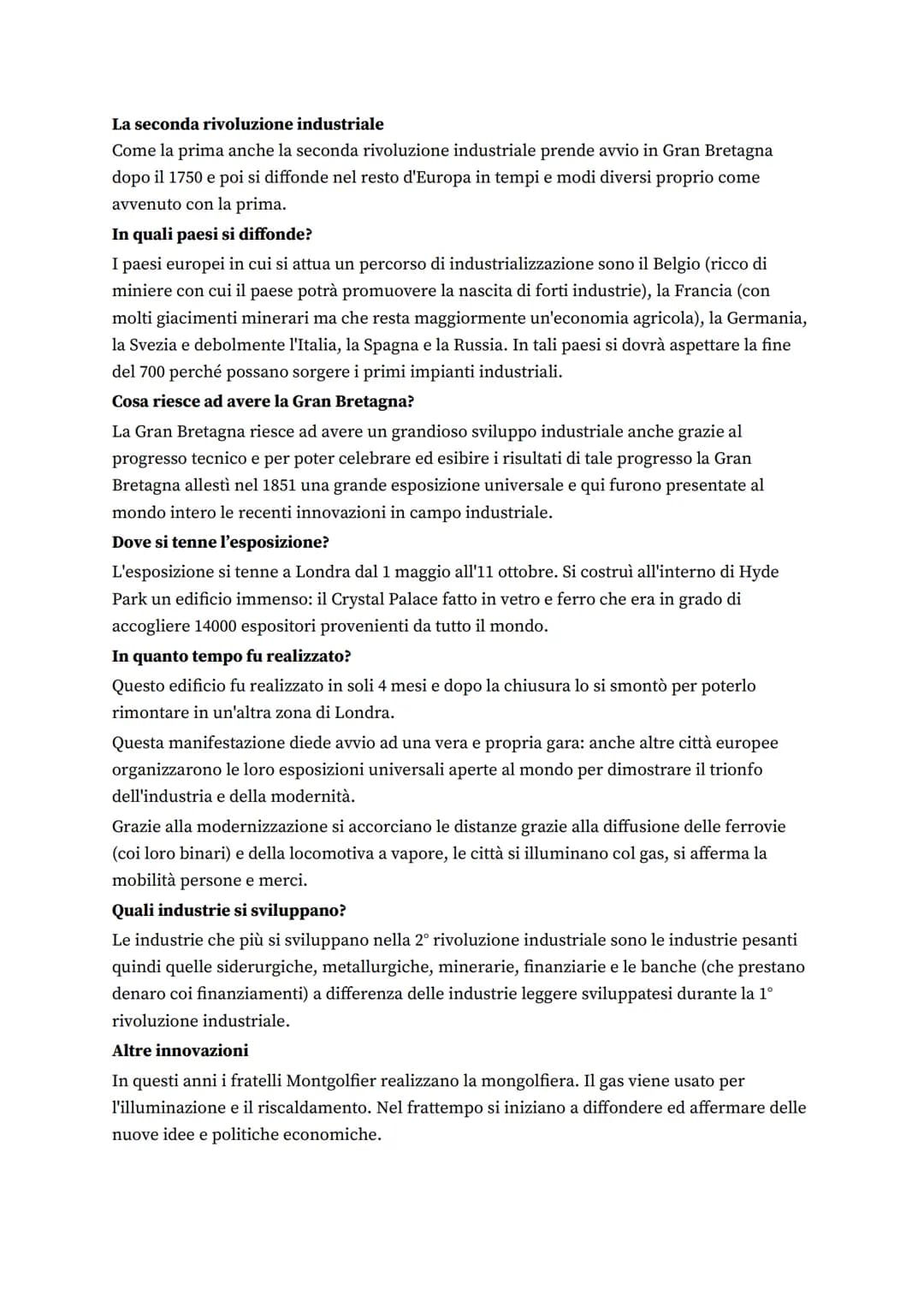 La seconda rivoluzione industriale
Come la prima anche la seconda rivoluzione industriale prende avvio in Gran Bretagna
dopo il 1750 e poi s