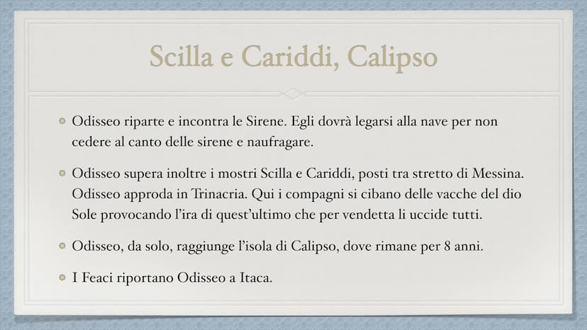 Odissea INTRODUZIONE
• L'Odissea é un poema epico scritto dal
greco Omero.
* Questo poema narra del lungo viaggio di ritorno compiuto
dall'e