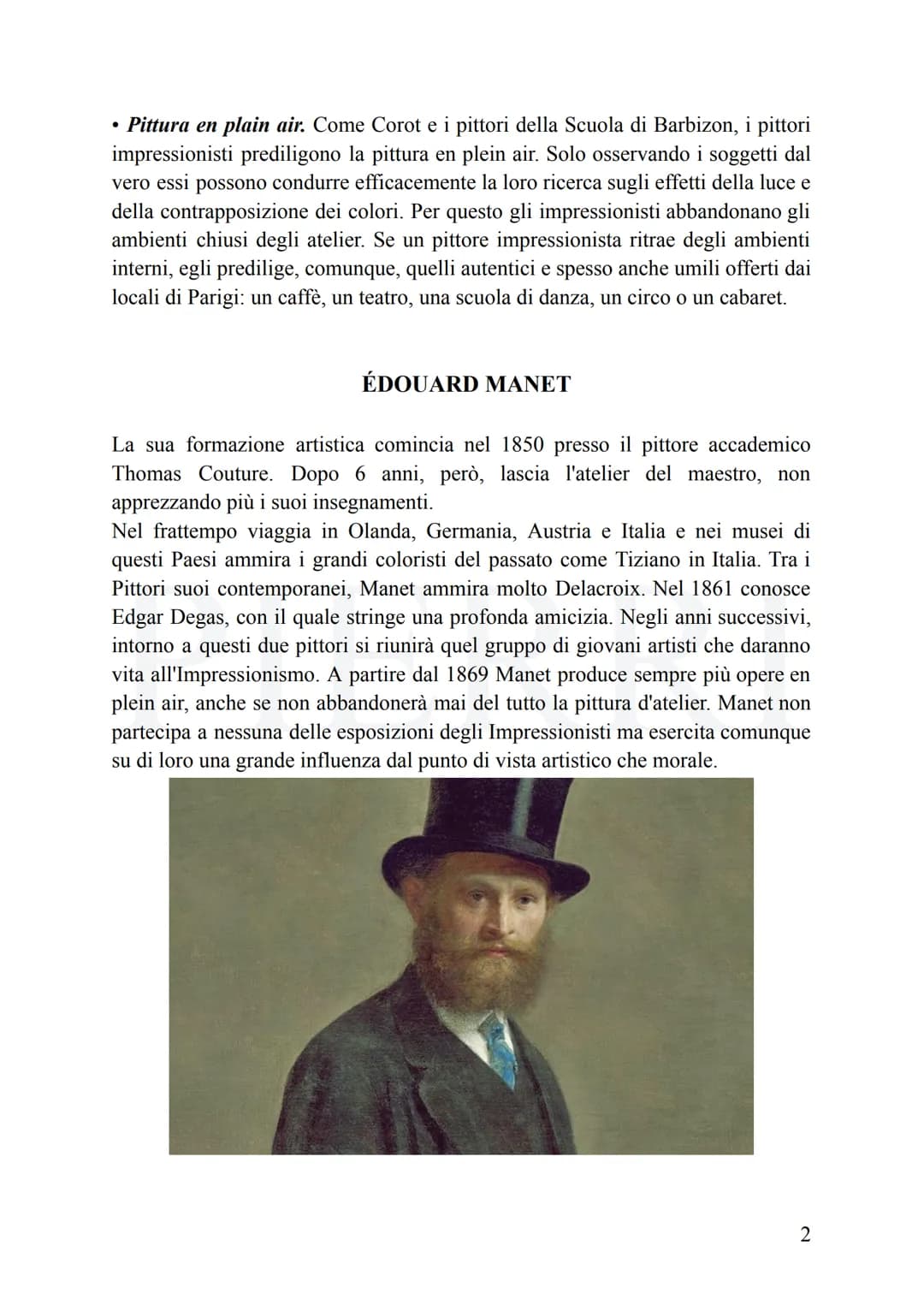 IMPRESSIONISMO
L'impressionismo nasce in maniera spontanea, per iniziativa di alcuni artisti che
si ritrovano e cercano insieme di dar vita 