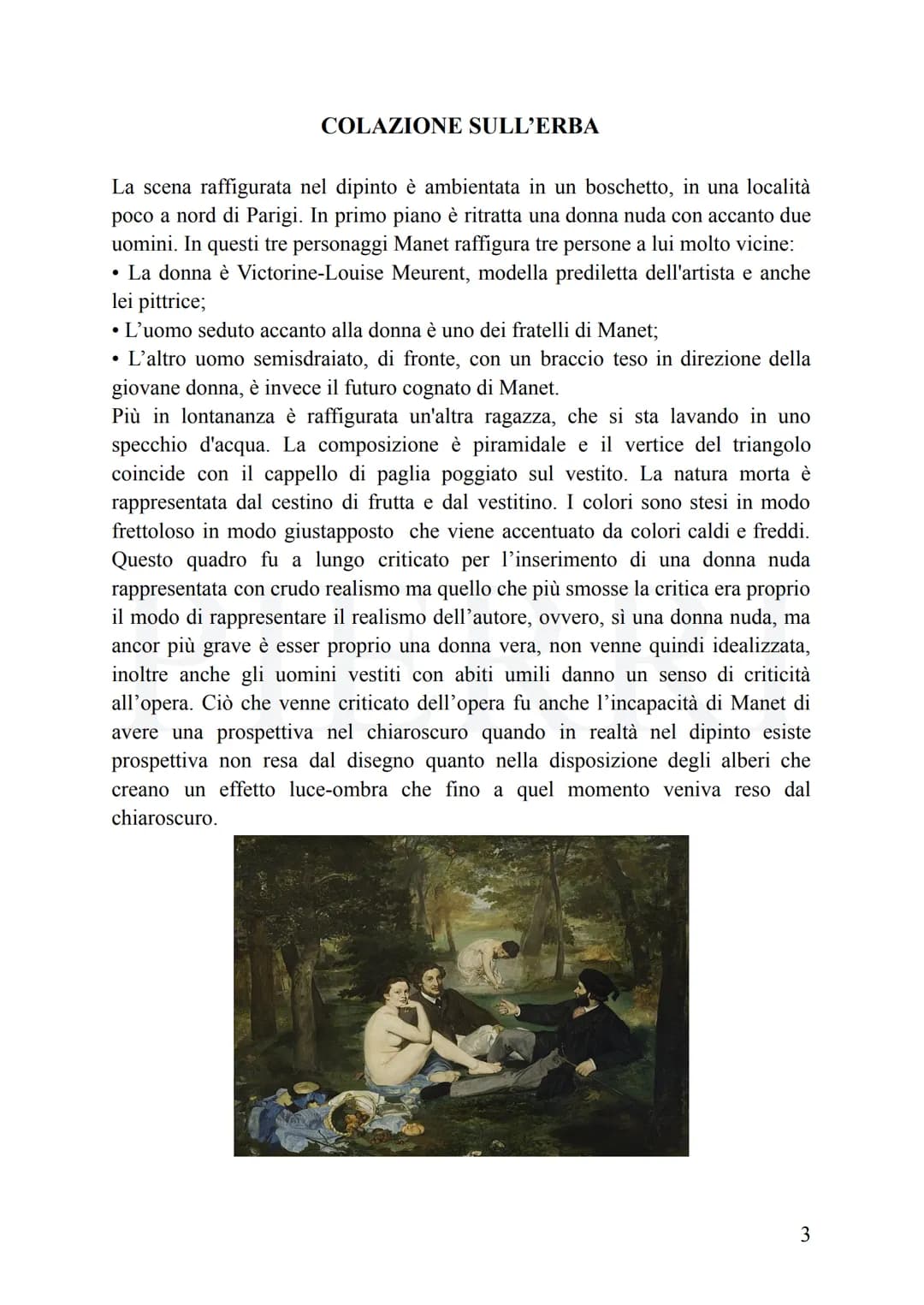 IMPRESSIONISMO
L'impressionismo nasce in maniera spontanea, per iniziativa di alcuni artisti che
si ritrovano e cercano insieme di dar vita 