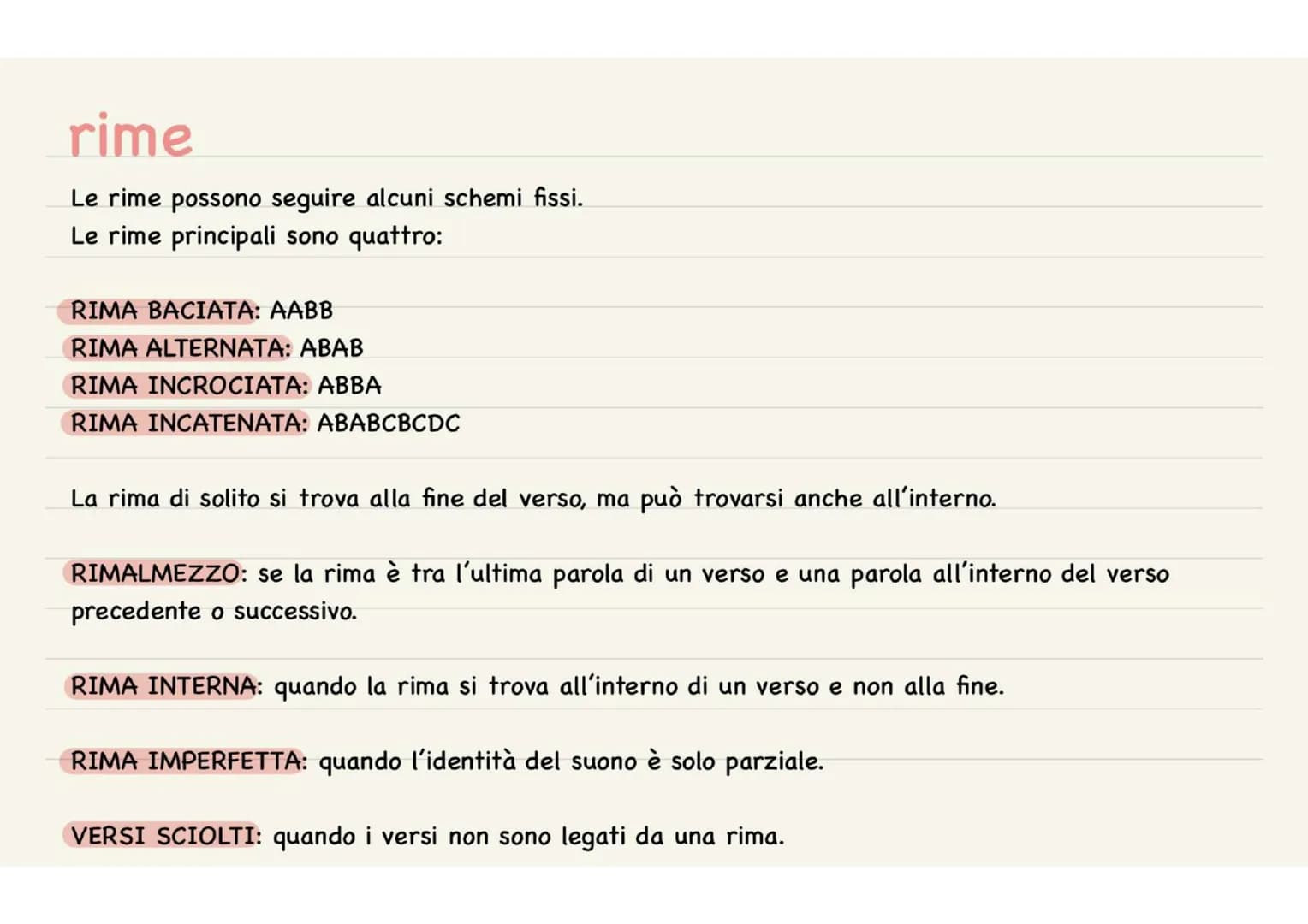 POESIA
il testo poetico si differenza dalla prosa per la forma grafica, questo infatti é scritto in versi.
versi
Il verso é l'insieme delle 