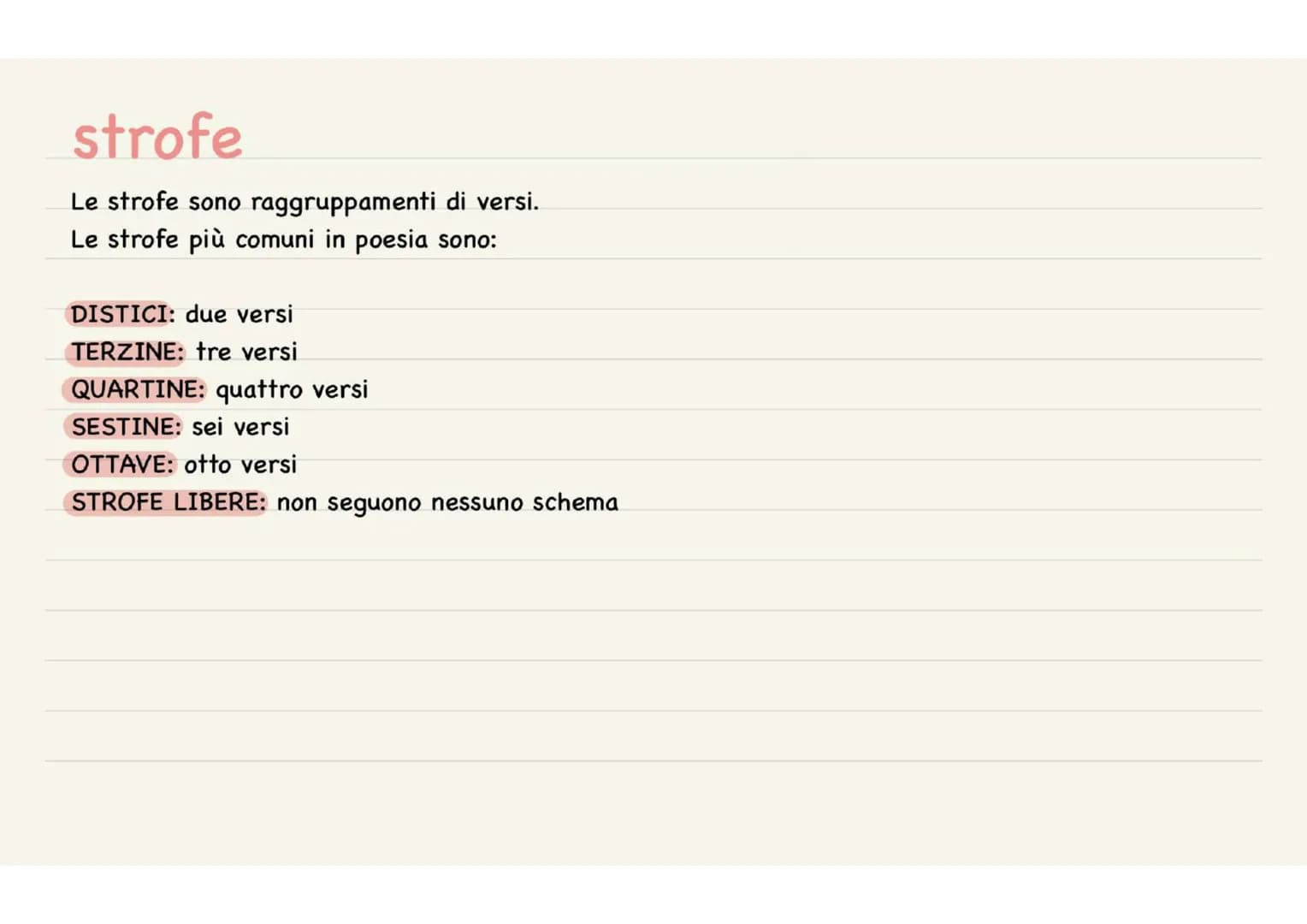 POESIA
il testo poetico si differenza dalla prosa per la forma grafica, questo infatti é scritto in versi.
versi
Il verso é l'insieme delle 