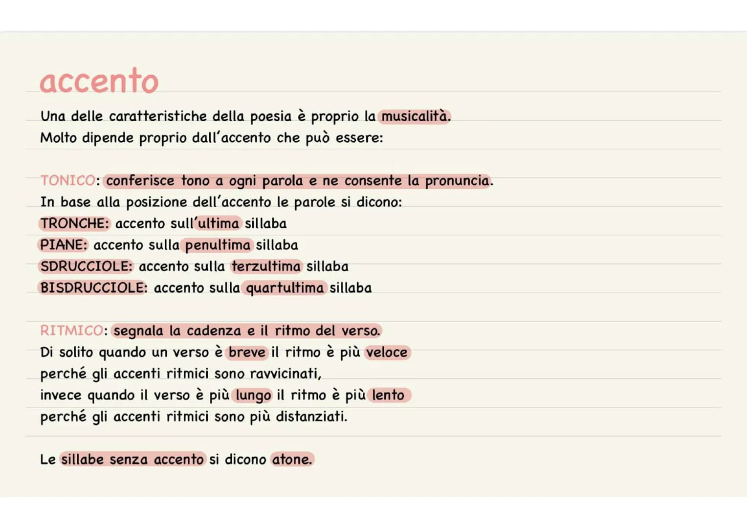POESIA
il testo poetico si differenza dalla prosa per la forma grafica, questo infatti é scritto in versi.
versi
Il verso é l'insieme delle 
