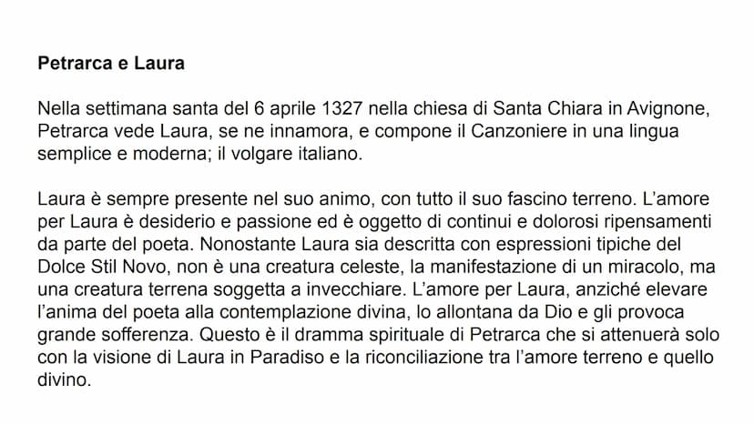 Francesco Petrarca
Nasce ad Arezzo nel 1304
Figlio di un notaio fiorentino esiliato per motivi politici, fu costretto fin da piccolo
a segui