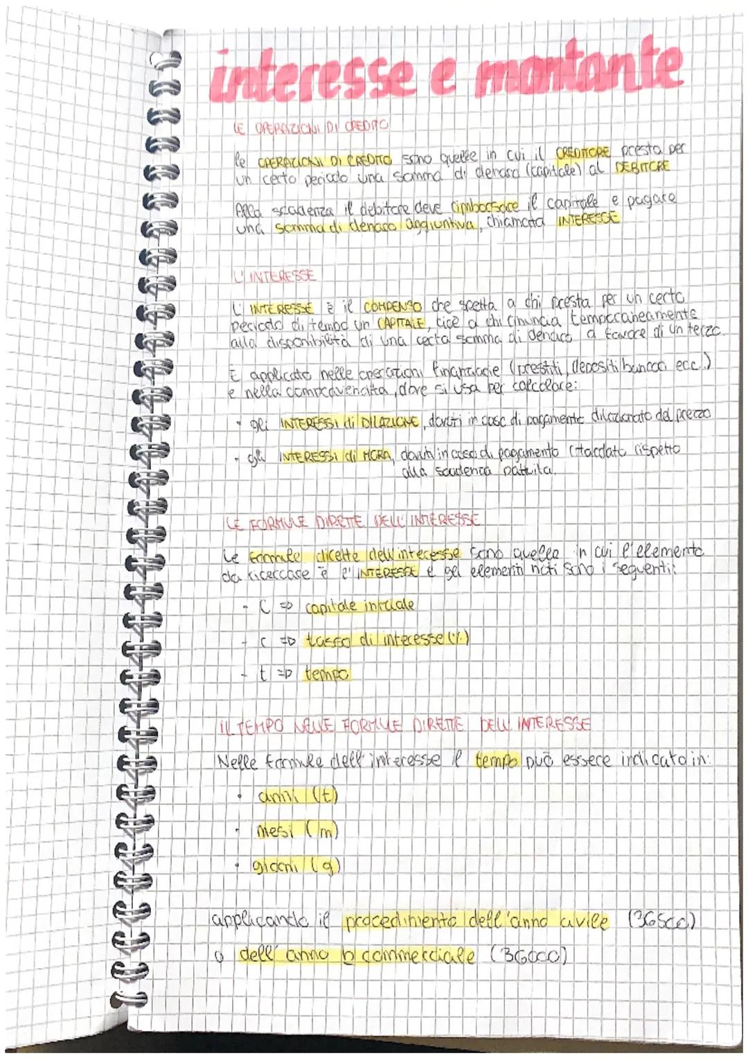2 interesse e montante
LE OPERAZIONI DI CREDITO
le OPERAZIONI DI CREDITO sono quelée in cui il CREDITORE presta per
un certo periodo una som