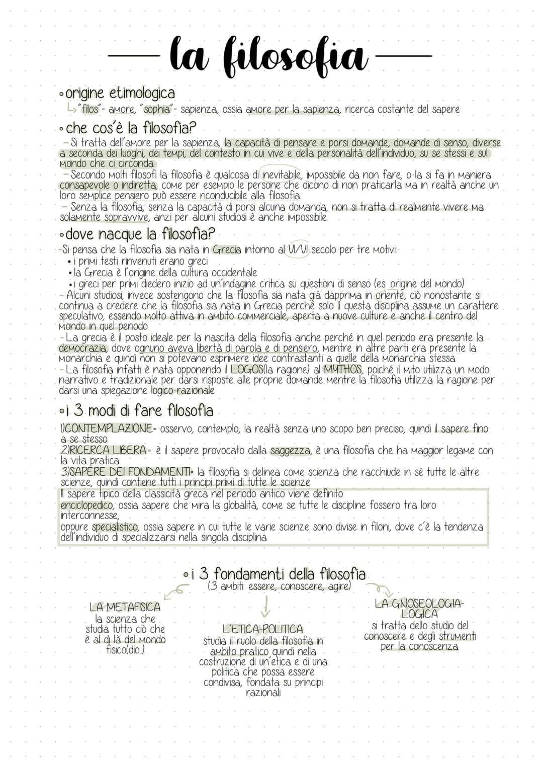 la filosofia
origine etimologica
L>"filos"- amore, "sophia"- sapienza, ossia amore per la sapienza, ricerca costante del sapere
che cos'è la