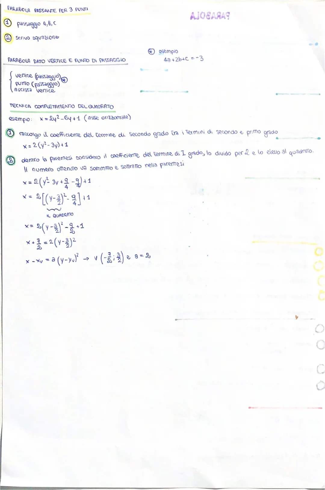 3
D
PARABOLA
PARABOLA DI VERTICE ASSEGNATO CON ASSE VERTICALE (ASSE // ASSE DELLE ORDINATE)
y - yu = a (x-xv)²
y = ax²+bx+c
COEFFICIENTE a
P