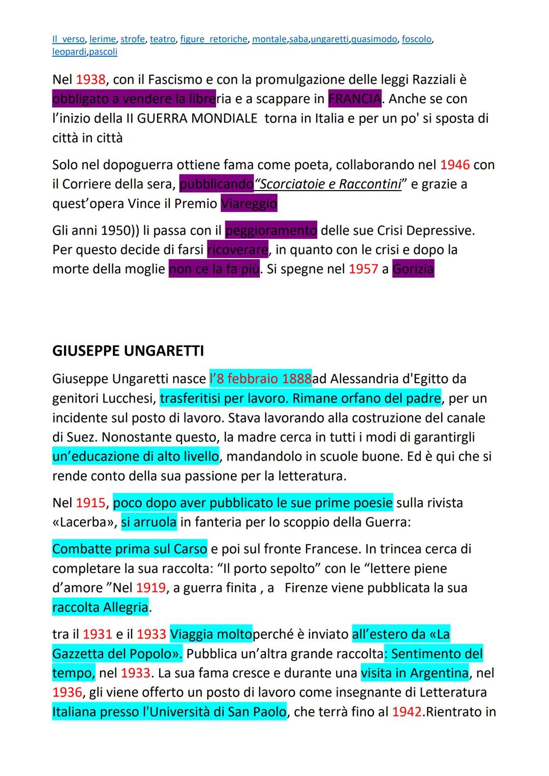 Il verso, lerime, strofe, teatro, figure retoriche, montale,saba,ungaretti,quasimodo, foscolo,
leopardi,pascoli
L Il calligramma è un testo 