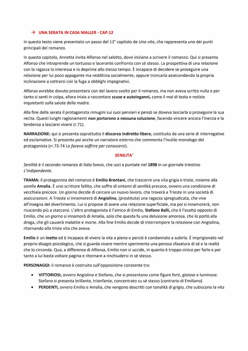 Italo Svevo è un autore decadente, che però a differenza degli altri letterati, ebbe una formazione
prevalentemente commerciale e da solo si