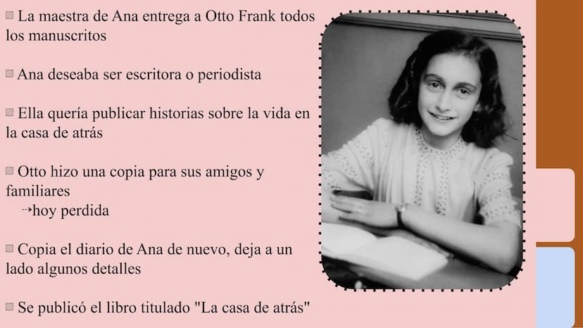 Annelies
Marie
Frank Fue una joven judía alemana
Símbolo de la Shoah para su diario
recibió como regalo un diario
Vivió gran parte de su vid