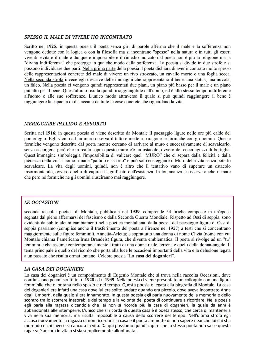 Eugenio Montale
La Vita
Montale nasce a Genova il 12 ottobre 1896 da una famiglia benestante. Frequenta scuole tecniche e ottiene il
diploma