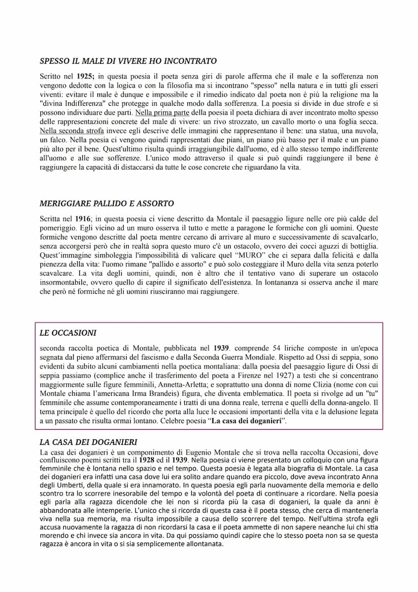Eugenio Montale
La Vita
Montale nasce a Genova il 12 ottobre 1896 da una famiglia benestante. Frequenta scuole tecniche e ottiene il
diploma
