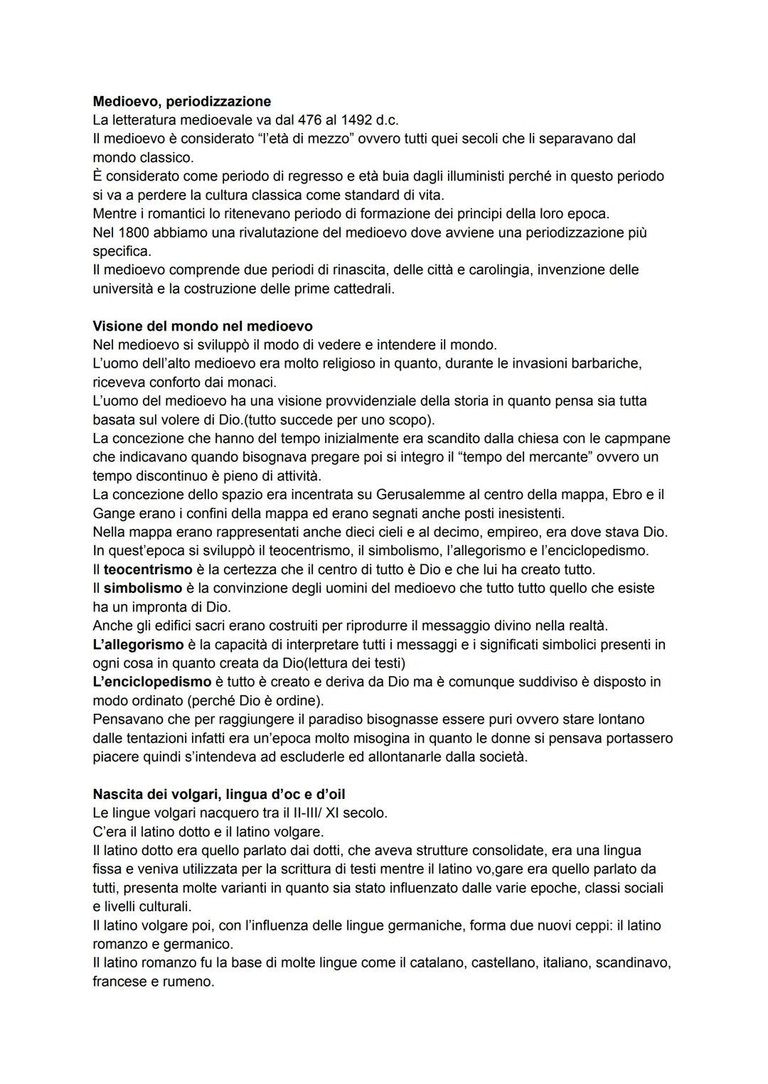 Medioevo, periodizzazione
La letteratura medioevale va dal 476 al 1492 d.c.
Il medioevo è considerato "l'età di mezzo" ovvero tutti quei sec