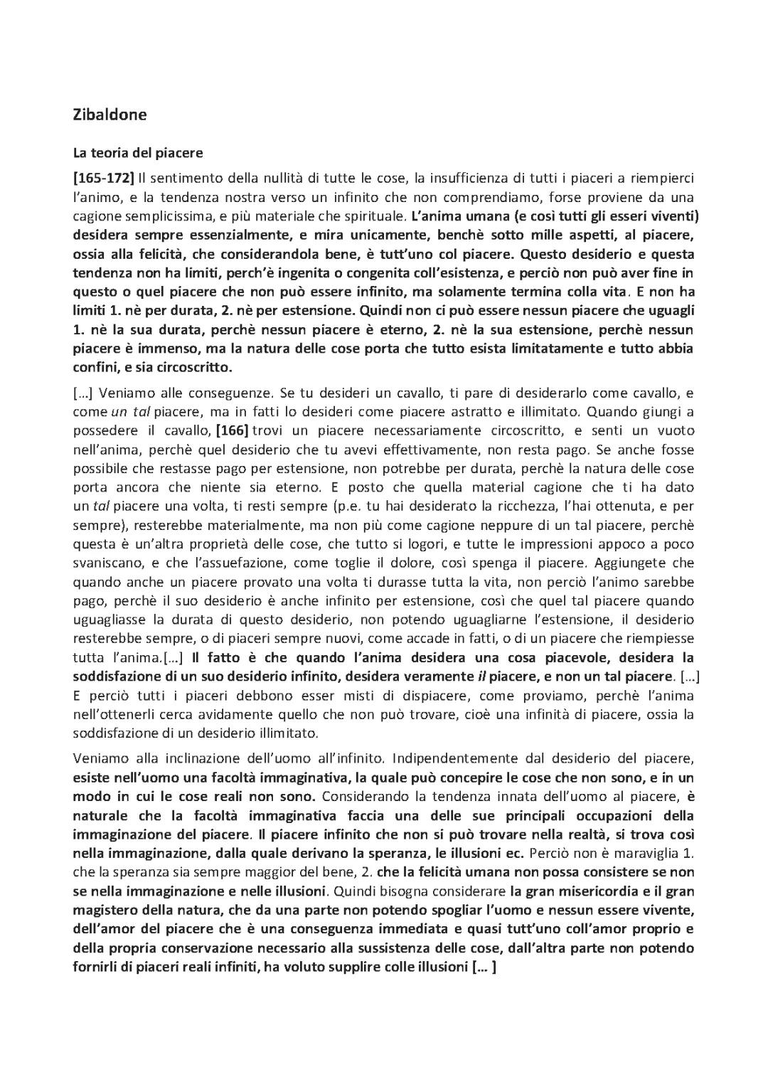 La Teoria del Piacere di Leopardi Testo PDF e Riassunto per la Scuola